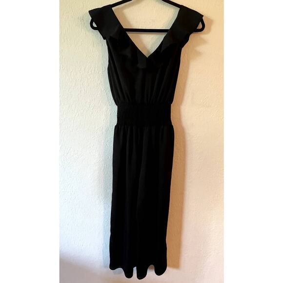 Parker Billie Black Cropped Cap Sleeve Wide Leg Jumpsuit XS - Picture 3 of 9